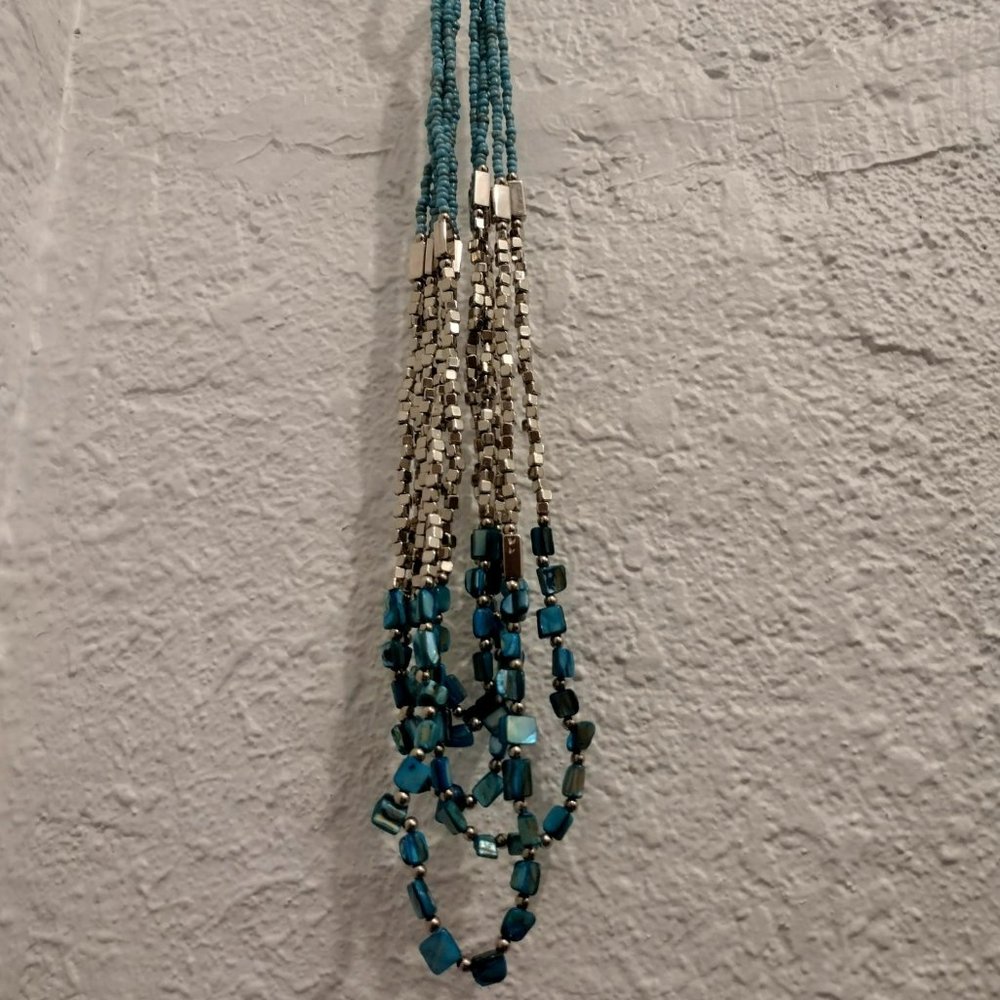 Knite and Turquoise Beaded Necklace